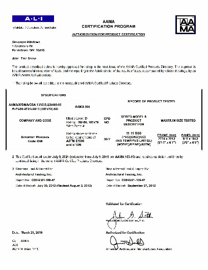 PR CERTIFICATE FL5979 R15 C CAC 11-11 3P SGD IMPACT 107X79 R50