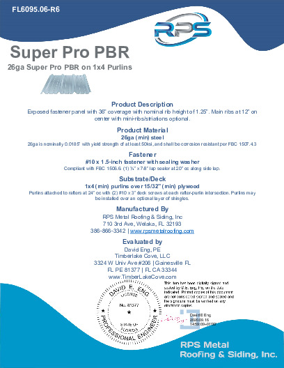 PR TECH DOCS FL6095 R6 AE 26GA SUPERPRO PBR 1X4