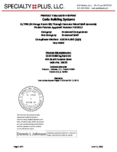 PR TECH DOCS FL6282 R6 AE R - PBR 24 GAUGE GRADE 80 WALL EVALUATION REPORT