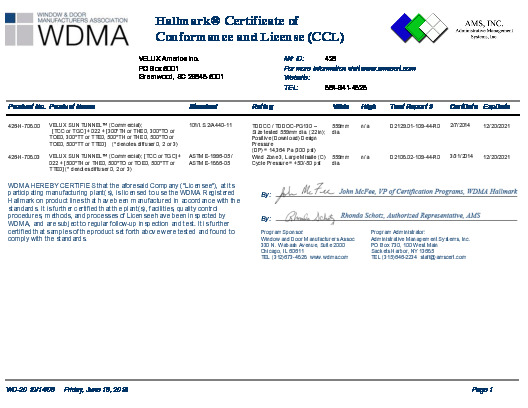 PR CERTIFICATE FL6393 R12 C CAC 22 INCH COMMERCIAL SUN TUNNEL - IMPACT