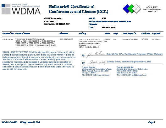 PR CERTIFICATE FL6393 R12 C CAC 22 INCH COMMERCIAL SUN TUNNEL - NAFS-11