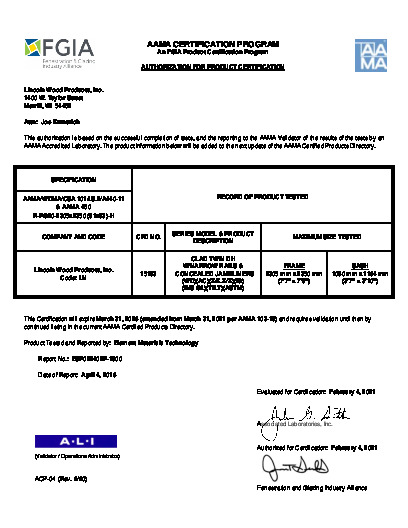 PR CERTIFICATE FL6542 R31 C CAC LINCOLN - CLAD DH TWIN W-N.RS. - CONCEALED J.LS (1)   FEB. 2021 (EXT.5) 91X93