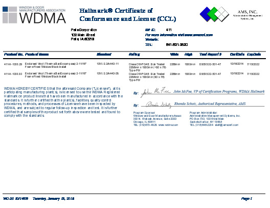 PR CERTIFICATE FL6694 R11 C CAC 411-H-1033.29-30