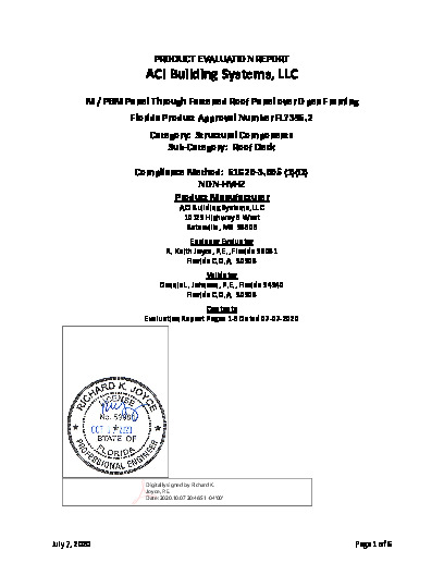 PR TECH DOCS FL7396 R7 AE PBM ROOF EVALUATION REPORT