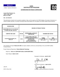 PR CERTIFICATE FL7461 R22 C CAC 42 X 78 CLAD HYBRID PUSH-OUT CASEMENT - PG50