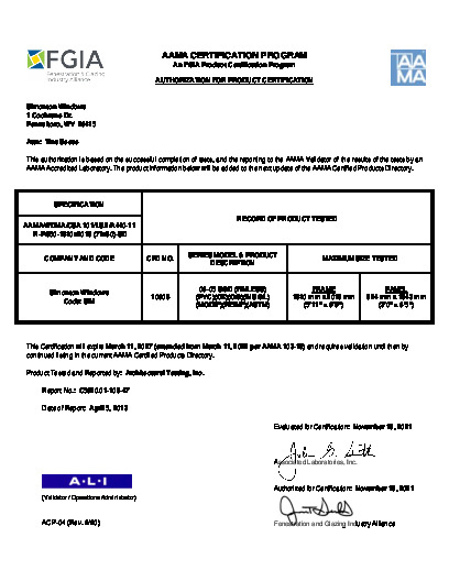 PR CERTIFICATE FL7612 R25 C CAC 06-05 SGD-FINLESS(10608) 71X80 PG50