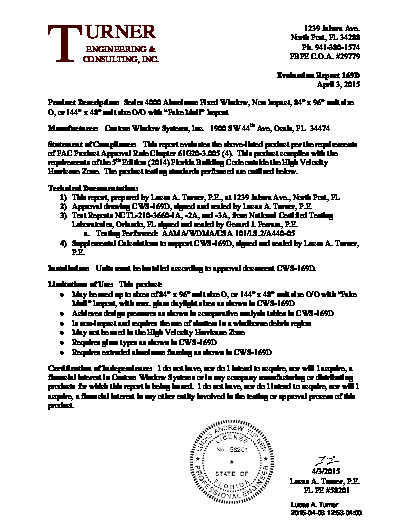 PR TECH DOCS FL7852 R5 AE EVALREP CWS-169D (PW-4000)