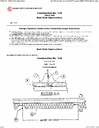 PR CERTIFICATE FL8051 R11 C CAC CONSTRUCTION NO 538 MASTERLOK FS