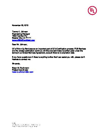 PR CERTIFICATE FL8051 R9 C CAC MCELROY METAL
