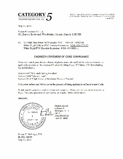 PR TECH DOCS FL8153 R9 AE VE CC1150511 2014 CODE COMPLANCE-SIGNED