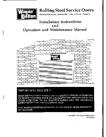 PR INSTL DOCS FL8405 R4 II SERVICE DOOR INSTALLATION MANUAL