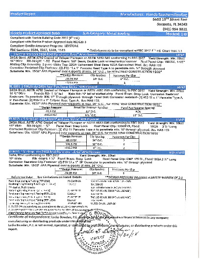 PR TECH DOCS FL8655 R4 AE FL 8655 FLORIDA SOUTHERN ROOFING - 1.5 MECH LOCK 24GA EVAL REPORT WITH DETAILS SS