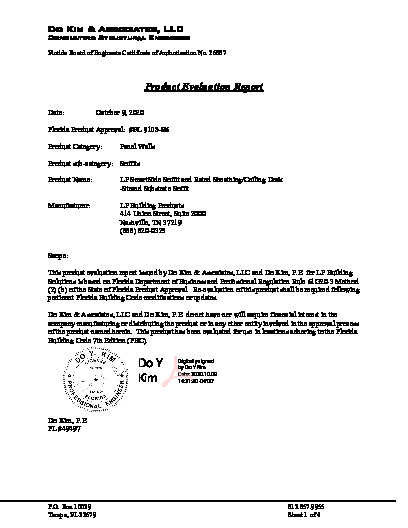 PR TECH DOCS FL9103 R6 AE EVALUATION REPORT OF LP SOFFIT 9103-R6-2020