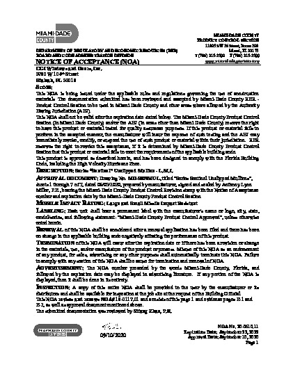 PR CERTIFICATE FL9187 R8 C CAC 20-0610.11 SENTINEL UNCLIPPED