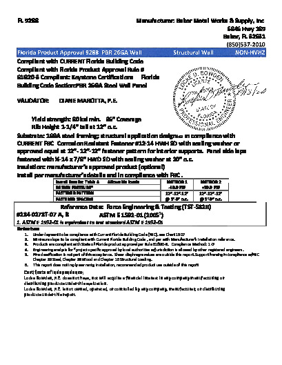 PR Instl Docs FL9288 R5 II FL9288 R5 II FL 9288 - Baker Metal Works - Structural Wall-ss