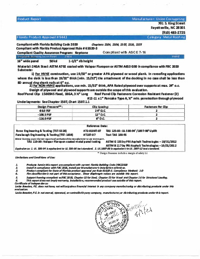 PR TECH DOCS FL9443 R5 AE FL 9443 UNION CORRUGATING SSS