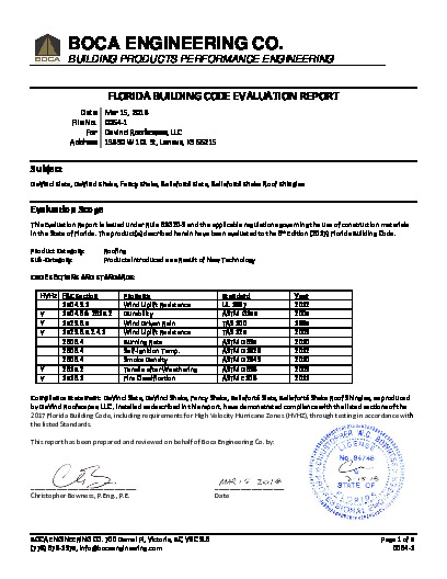 PR Instl Docs FL9517 R8 II 0064-1 2017 FBC Evaluation Report