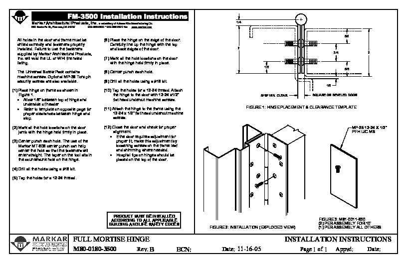 PR INSTL DOCS FL10057 R5 II M80-0180-3500 - SHEET1