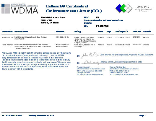 PR CERTIFICATE FL10191 R8 C CAC CCL FOR MARVIN 407-H-1107.00, .04