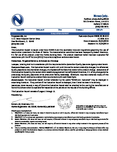 PR Instl Docs FL10291 R13 II 2018 12 FINAL ER POLYGLASS C-A-C FL10291-R13