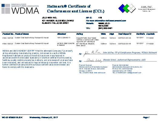 PR CERTIFICATE FL10338 R19 C CAC CCL 419-H-1007.06 .07 49 X 48 .5