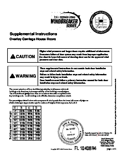 PR INSTL DOCS FL10408 R6 II SUPPLEMENTAL INSTRUCTIONS OVERLAY S