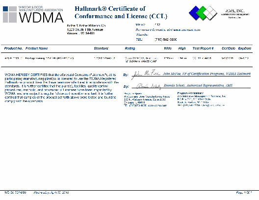 PR CERTIFICATE FL10422 R5 C CAC KOLBE CCL 10150