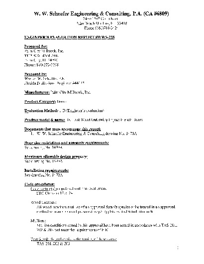 PR TECH DOCS FL10445 R5 AE EVALUATION REPORT WWS-225