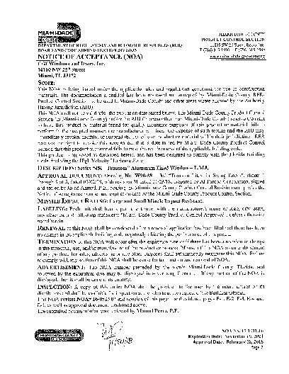 PR CERTIFICATE FL10597 R6 C CAC 17-1011.16 SERIES 450 ALUM TRANSOM - LMI