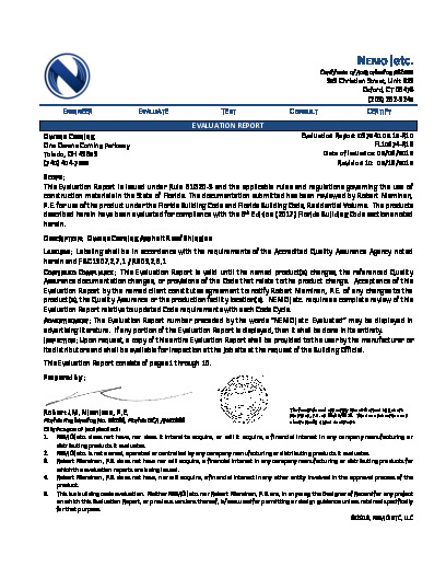 PR Instl Docs FL10674 R15 II 2019 08 FINAL ER OC ASPHALT SHINGLES FL10674-R15