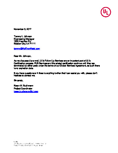 PR CERTIFICATE FL10680 R10 C CAC MCELROY METAL QA LETTER