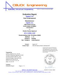 PR INSTL DOCS FL11351 R7 II 1 HT UNDERLAYMENT EVALREPORT