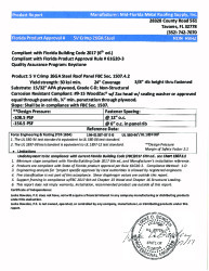 PR Instl Docs FL11671 R3 II FL 11671 MID-FLORIDA METAL ROOFING SUPPLY  5 V CRIMP-METAL ROOFING BINDER-CSS