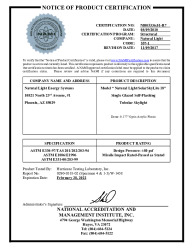 PR CERTIFICATE FL11743 R7 C CAC NI005336.01-R7 18INTUBULARSKYLIGHT