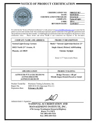 PR CERTIFICATE FL11743 R8 C CAC NI005337-R7 13INTUBULARSKYLIGHT