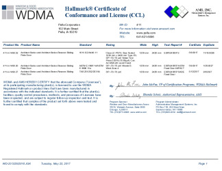 PR CERTIFICATE FL12459 R8 C CAC O TRADITIONAL 48.788X95.5 HALLMARK AAMA ASTM TAS CCLS