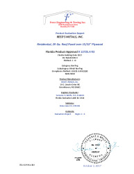 PR Instl Docs FL12725 R3 II 29 Ga. Residential Panel over 15-32 Plywood secured