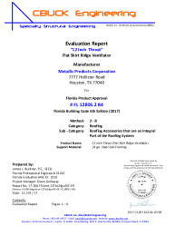 PR Instl Docs FL12805 R4 II 02-FlatSkirtRidgeVent-12in throat-On24gaSteel EVALREPORT