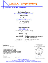 PR Instl Docs FL12805 R4 II 05-Low Profile RidgeVent-On Steel EVALREPORT