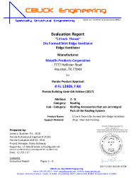 PR Instl Docs FL12805 R4 II 07-DieFormedSkirtRidgeVent-12in throat-On24gaSteel EVALREPORT