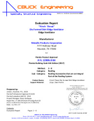 PR Instl Docs FL12805 R4 II 08-DieFormedSkirtRidgeVent-9in throat-On16gaSteel EVALREPORT