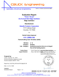 PR Instl Docs FL12805 R5 II 20-297.06 DieFormedSkirtRidgeVent-9in throat-On24gaSteel-ER-ds