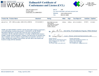 PR CERTIFICATE FL13300 R5 C CAC VELUX - 426-H-677.03
