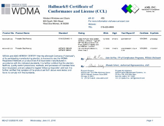 PR CERTIFICATE FL13642 R4 C CAC WINDSOR453CCL001.02.3