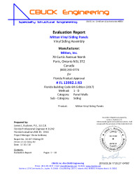 PR TECH DOCS FL13992 R3 AE 01 VINYLSIDINGPANELS EVALREPORT
