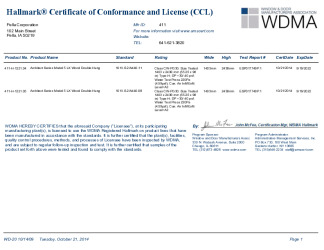 PR CERTIFICATE FL14342 R5 C CAC CCL ASWDH M5 55.25 X 96