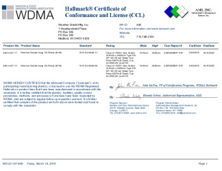 PR CERTIFICATE FL14696 R11 C CAC PREMIUM DOUBLE HUNG TILT PICTURE (8116)
