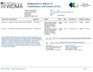 PR CERTIFICATE FL14696 R9 C CAC 8306 ALUM CLAD DIRECT SET CORNER CW-PG40