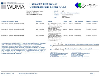 PR CERTIFICATE FL14858 R2 C CAC WINDSOR453CCL CRANK-OUT