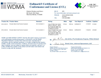 PR CERTIFICATE FL14858 R2 C CAC WINDSOR453CCL PUSH OUT